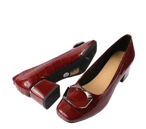 Pantofi eleganti, dama, ADA SHOES, 0059-15 bordo, piele lacuita, cu toc
