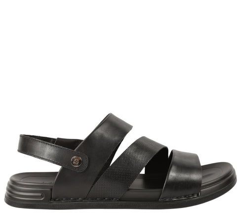 Sandale casual, barbati, MELS 2904, negru, piele naturala