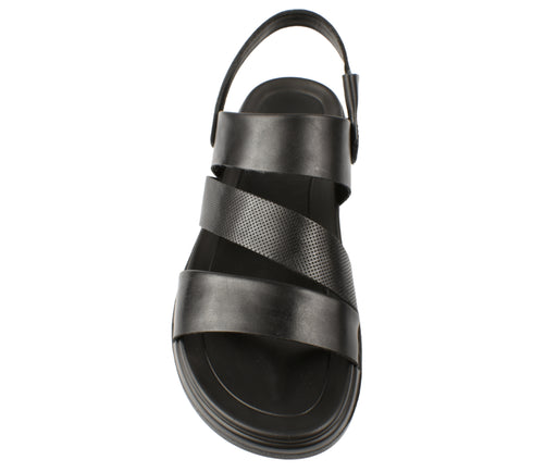 Sandale casual, barbati, MELS 2904, negru, piele naturala