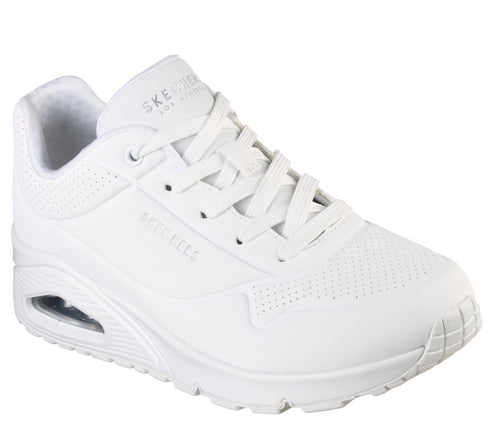 Pantofi sport, dama, SKECHERS Uno Stand On Air 73690-W alb, piele ecologica