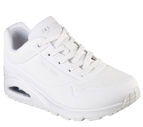 Pantofi sport, dama, SKECHERS Uno Stand On Air 73690-W alb, piele ecologica