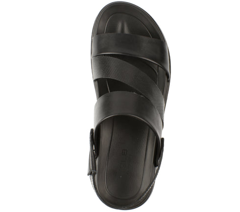 Sandale casual, barbati, MELS 2904, negru, piele naturala