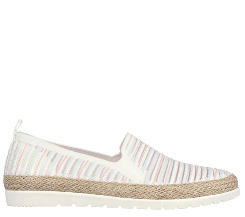 Espadrile sport, dama, SKECHERS ISLAND MUSE 113980-WMLT alb, textil