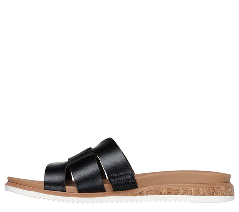 Papuci casual, dama, SKECHERS BOBS DESERT KISS LOW PEAK LOOK 114707-BLK negru, textil