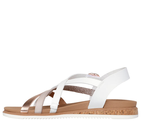 Sandale casual, dama, SKECHERS BOBS DESERT KISS LOW PEAK RANK 114709-WHT alb, textil