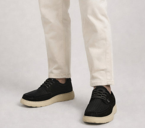 Pantofi casual, barbati, FEELING, SM-3 negru, piele nabuc