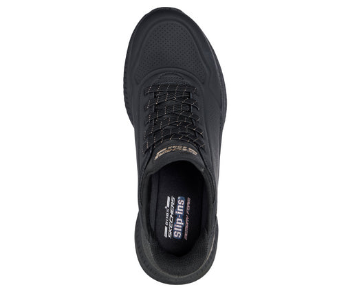 Pantofi sport, dama, SKECHERS SLIP-INS BOBS SQUAD 4 - KEY LOOK 117740-BBK negru, piele ecologica