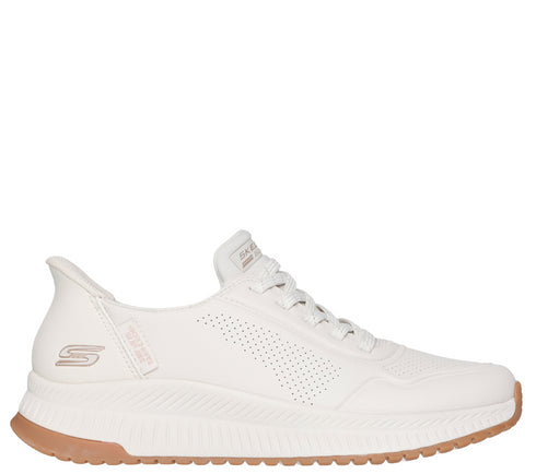 Pantofi sport, dama, SKECHERS SLIP-INS BOBS SQUAD 4 - KEY LOOK 117740-WHT alb, piele ecologica
