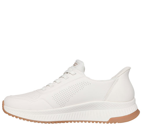 Pantofi sport, dama, SKECHERS SLIP-INS BOBS SQUAD 4 - KEY LOOK 117740-WHT alb, piele ecologica