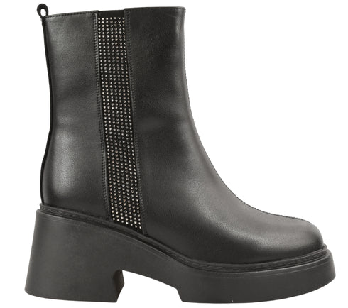 Ghete casual, dama, FORMAZIONE, 1182-1 negru, piele naturala, toc