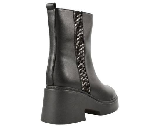 Ghete casual, dama, FORMAZIONE, 1182-1 negru, piele naturala, toc