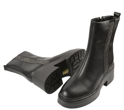 Ghete casual, dama, FORMAZIONE, 1182-1 negru, piele naturala, toc