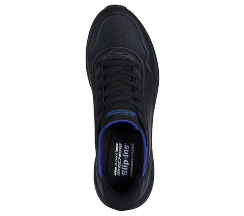 Pantofi sport, barbati, SKECHERS BOBS SQUAD 4 - DIRECT STEP 118424-BBK negru, piele ecologica