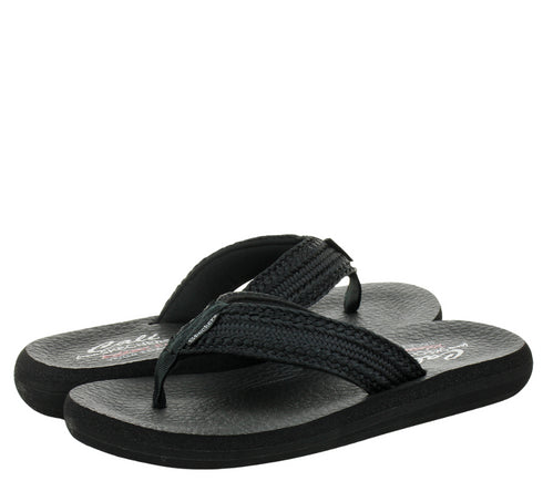 Slapi dama, SKECHERS ASANA HIDDEN VALLEY, 119107-BBK negru, textil