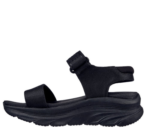 Sandale sport, dama, SKECHERS D'LUX WALKER-NEW BLOCK 119226-BBK negru, textil, platforma
