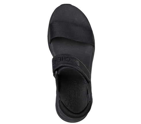 Sandale sport, dama, SKECHERS D'LUX WALKER-NEW BLOCK 119226-BBK negru, textil, platforma