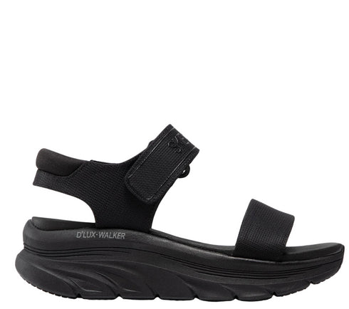 Sandale sport, dama, SKECHERS D'LUX WALKER-NEW BLOCK 119226-BBK negru, textil, platforma