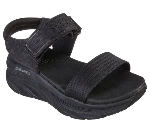 Sandale sport, dama, SKECHERS D'LUX WALKER-NEW BLOCK 119226-BBK negru, textil, platforma
