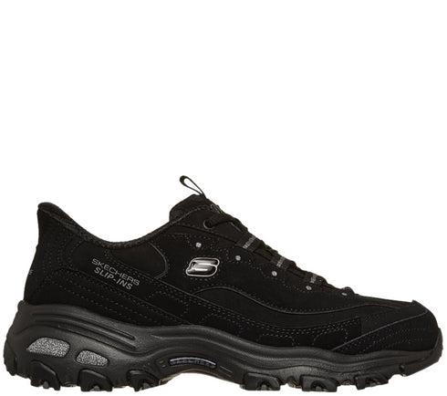 Pantofi sport, dama, SKECHERS D'LITES BIGGEST FAN 11930-BBK negru, piele intoarsa si piele ecologica