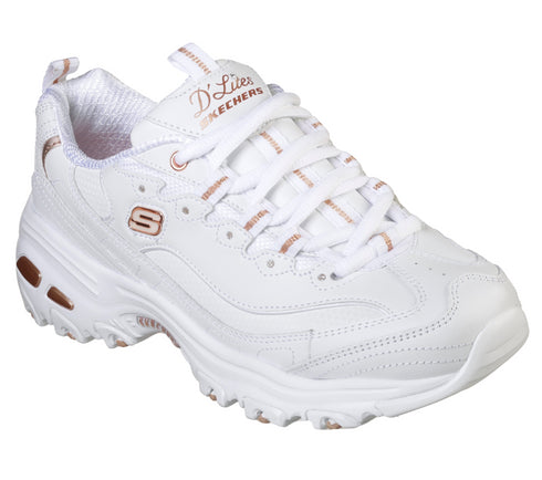 Pantofi sport, dama, SKECHERS D'LITES - FRESH START 11931-WHITE alb, piele ecologica