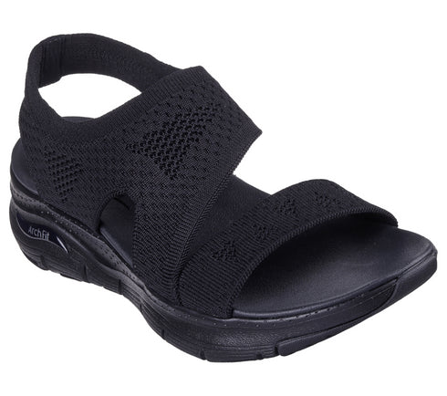 Sandale sport, dama, SKECHERS ARCH FIT BRIGHTEST DAY 119458-BBK negru, textil