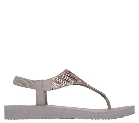 Slapi dama SKECHERS MEDITATION GLAMOROUS MUSE, 119774-TPE gri, textil