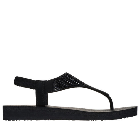 Slapi dama, SKECHERS MEDITATION GLAMOROUS MUSE, 119774-BBK negru, textil