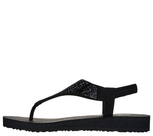 Slapi dama, SKECHERS MEDITATION GLAMOROUS MUSE, 119774-BBK negru, textil