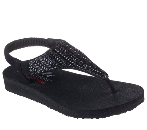 Slapi dama, SKECHERS MEDITATION GLAMOROUS MUSE, 119774-BBK negru, textil