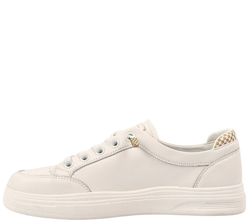 Pantofi sport, dama, ADA SHOES, 229980 alb-crem, piele naturala