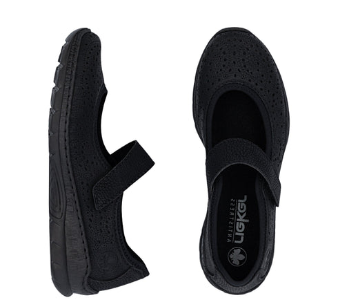 Pantofi sport, dama, RIEKER ANTISTRESS, N4299-00 negru, piele ecologica