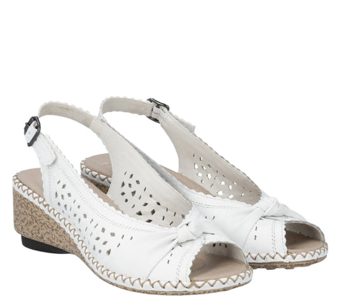 Sandale casual, dama, RIEKER, ANTISTRESS, 66176-81 alb, piele ecologica, cu platforma