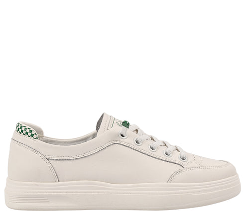 Pantofi sport, dama, ADA SHOES, 229980 alb-verde, piele naturala