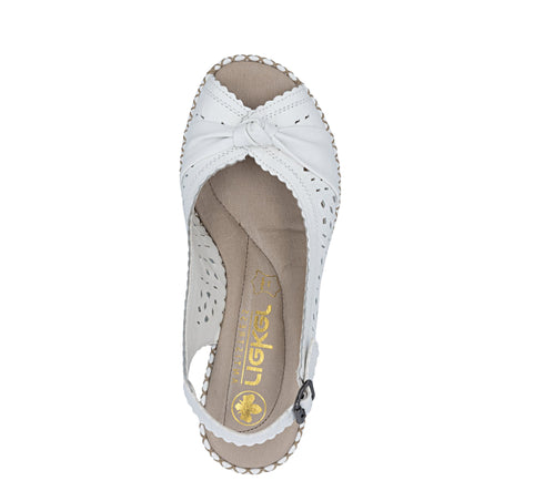 Sandale casual, dama, RIEKER, ANTISTRESS, 66176-81 alb, piele ecologica, cu platforma