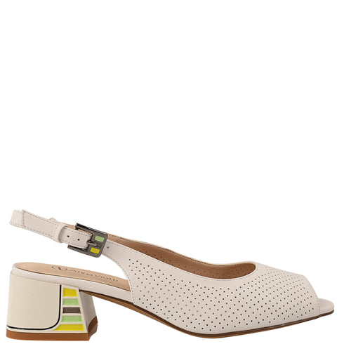 Sandale elegante, dama, ANNA VIOTTI, D106-QY3G820 alb, piele naturala, cu toc
