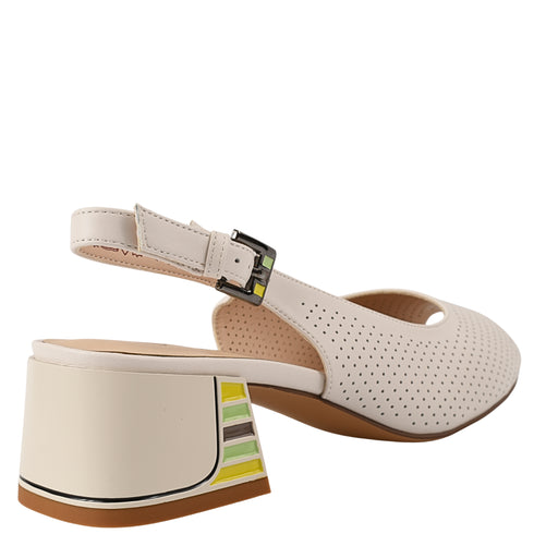 Sandale elegante, dama, ANNA VIOTTI, D106-QY3G820 alb, piele naturala, cu toc