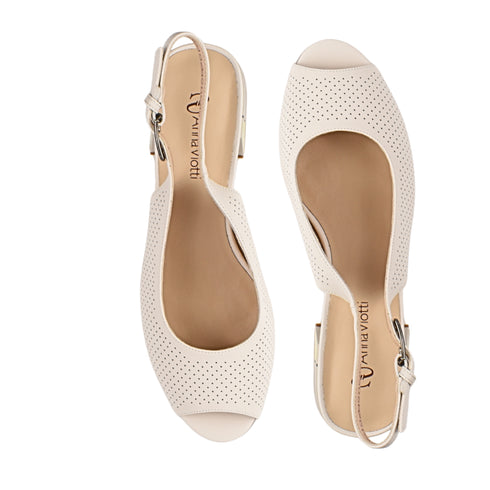 Sandale elegante, dama, ANNA VIOTTI, D106-QY3G820 alb, piele naturala, cu toc