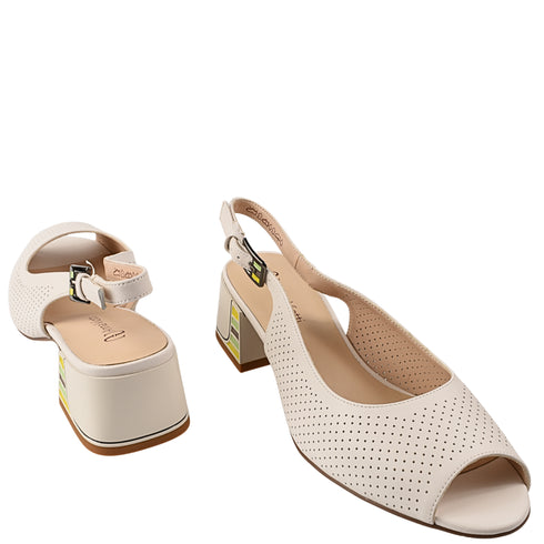 Sandale elegante, dama, ANNA VIOTTI, D106-QY3G820 alb, piele naturala, cu toc