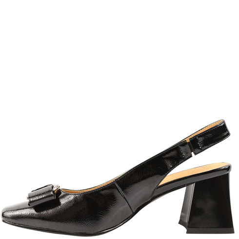 Sandale elegante, dama, ANNA VIOTTI, D105-5533 negru, piele lacuita, cu toc