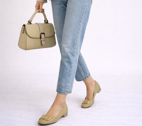 Balerini casual, dama, PASS COLLECTION, M480011C verde, piele naturala, toc