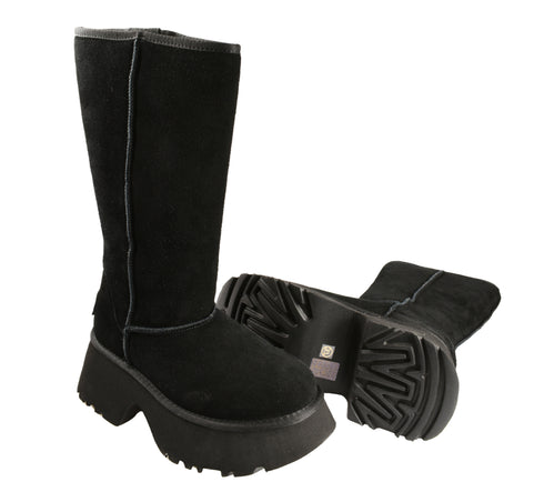 Cizme sport, dama, ANNA VIOTTI, D113-8, negru, piele intoarsa