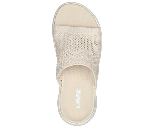 Papuci sport, dama, SKECHERS GO WALK FLEX SANDAL-ELATION 141425-NAT crem ,textil