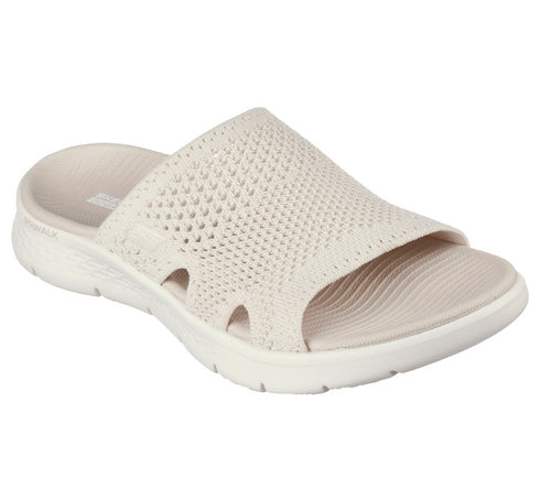 Papuci sport, dama, SKECHERS GO WALK FLEX SANDAL-ELATION 141425-NAT crem ,textil