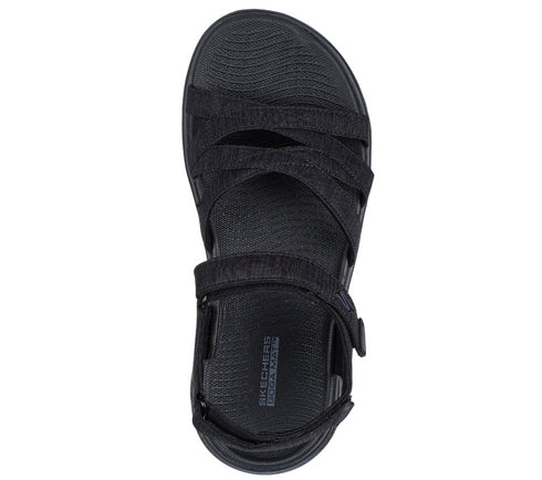 Sandale sport, dama, SKECHERS GO WALK FLEX SANDAL-SUNSHINE 141450-BBK negru, textil