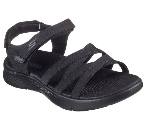 Sandale sport, dama, SKECHERS GO WALK FLEX SANDAL-SUNSHINE 141450-BBK negru, textil