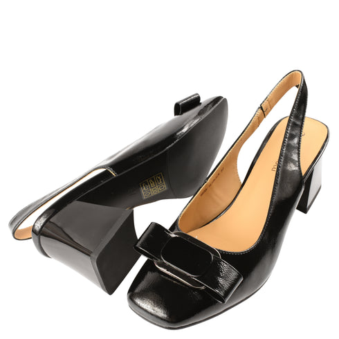 Sandale elegante, dama, ANNA VIOTTI, D105-5533 negru, piele lacuita, cu toc