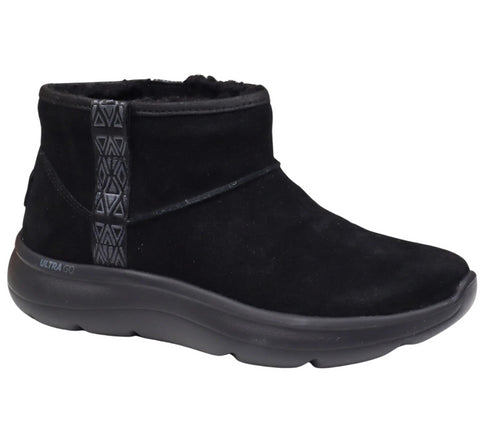 Ghete sport, femei, SKECHERS ON THE GO ENCORE FIRESIDE 144850-BBK negru, piele intoarsa