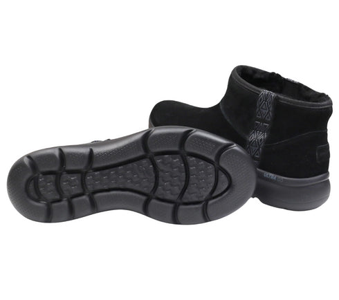 Ghete sport, femei, SKECHERS ON THE GO ENCORE FIRESIDE 144850-BBK negru, piele intoarsa