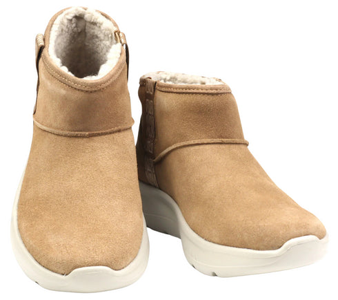 Ghete sport, femei, SKECHERS ON THE GO ENCORE FIRESIDE 144850-CSNT bej, piele intoarsa