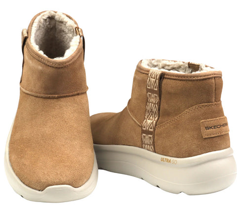 Ghete sport, femei, SKECHERS ON THE GO ENCORE FIRESIDE 144850-CSNT bej, piele intoarsa